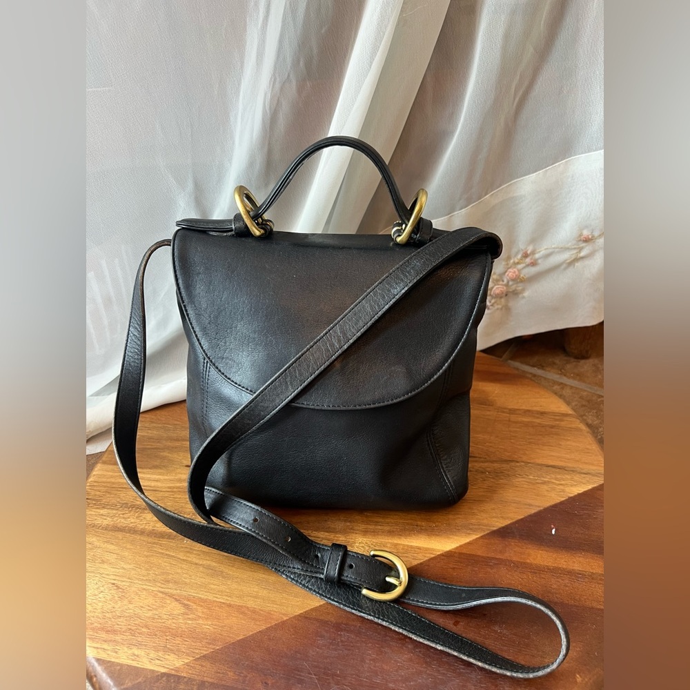 Vintage Coach Womens Soho Handle Bag Crossbody Shoulder Bag Black/Brass #4158